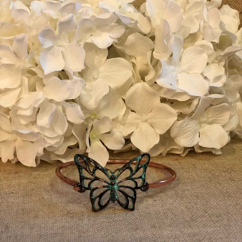 Copper and Jade butterfly bracelet